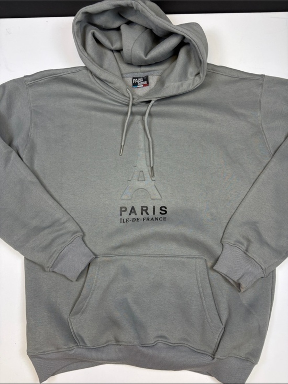 PARIS AVENUE GRAY EIFFEL TOWER HOODIE XL PULLOVER FRANCE GRAPHIC SWEATSHIRT